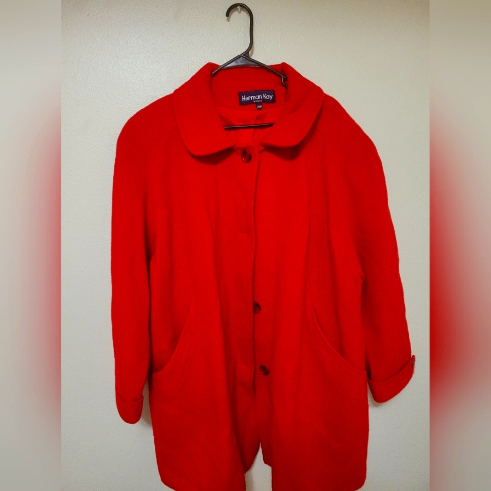 Red Thick Pea Coat